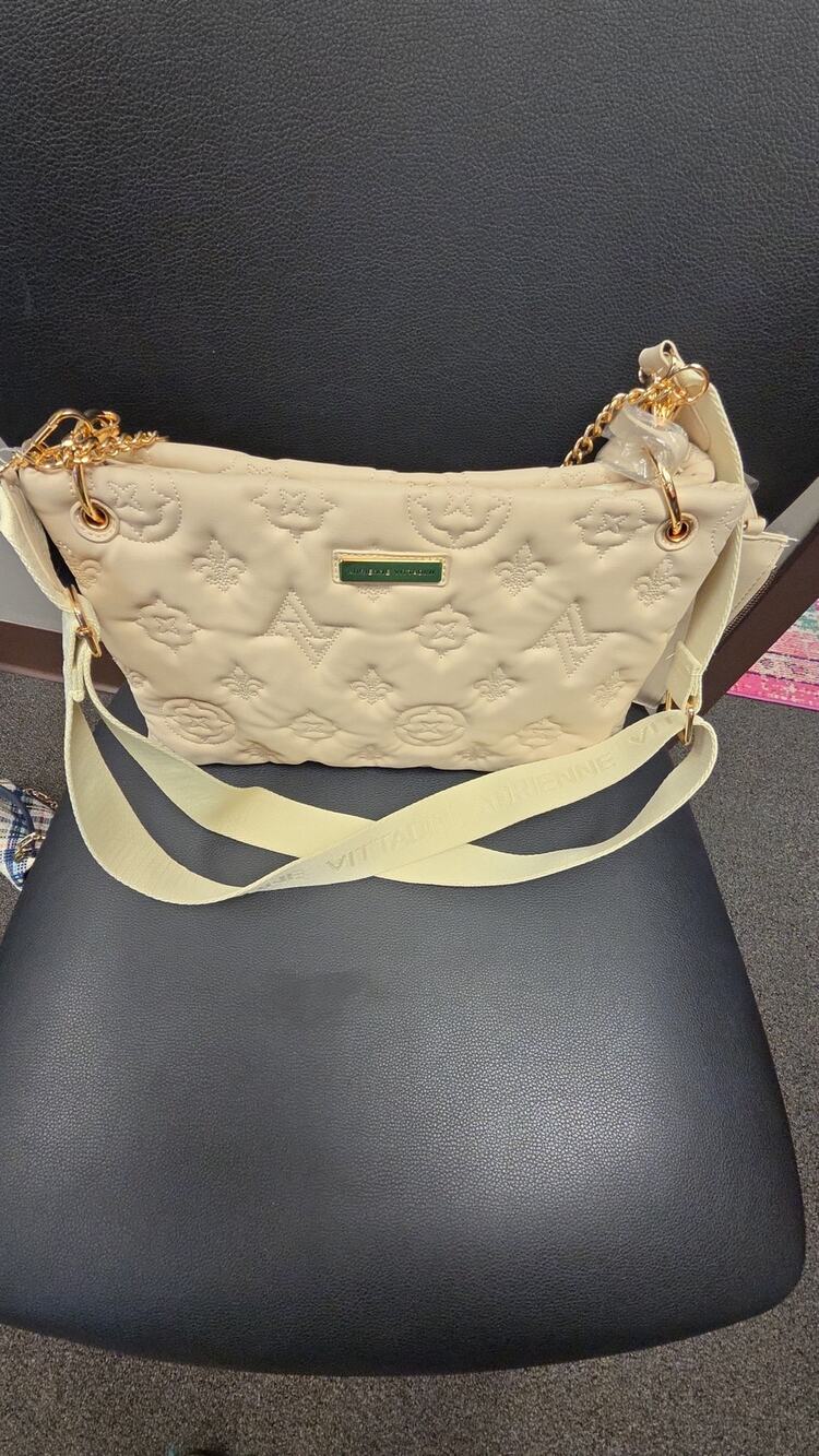 NWT Adrienne Vittadini Ivory Quilted Puffer Shoulder & Crossbody Bag Wallet